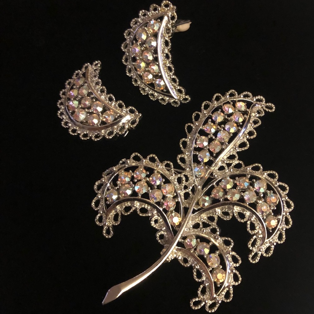 Vintage Clip On Earring And Brooch Set by Emmons